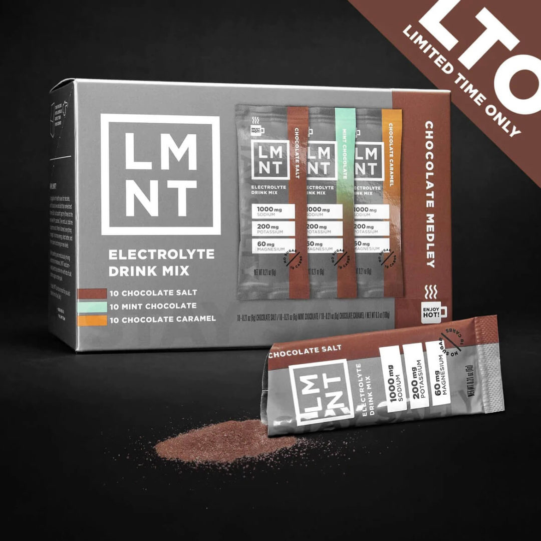 LMNT Recharge Electrolyte Drink Mix Chocolate Medley Optimal Family